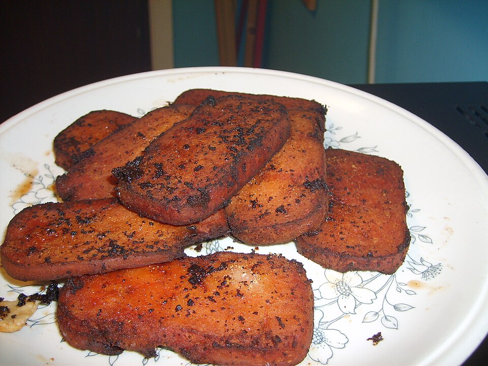 Spam Fried With Canned Pineapple